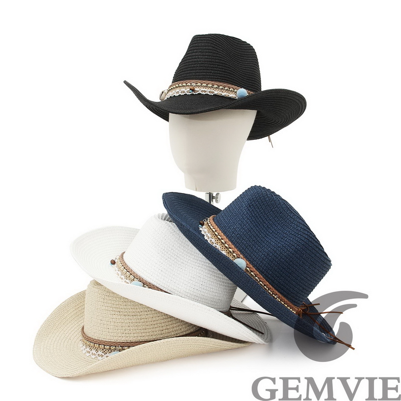 Cowboy Hat Straw - GEMVIE 4 Color Retro Outdoor Spring