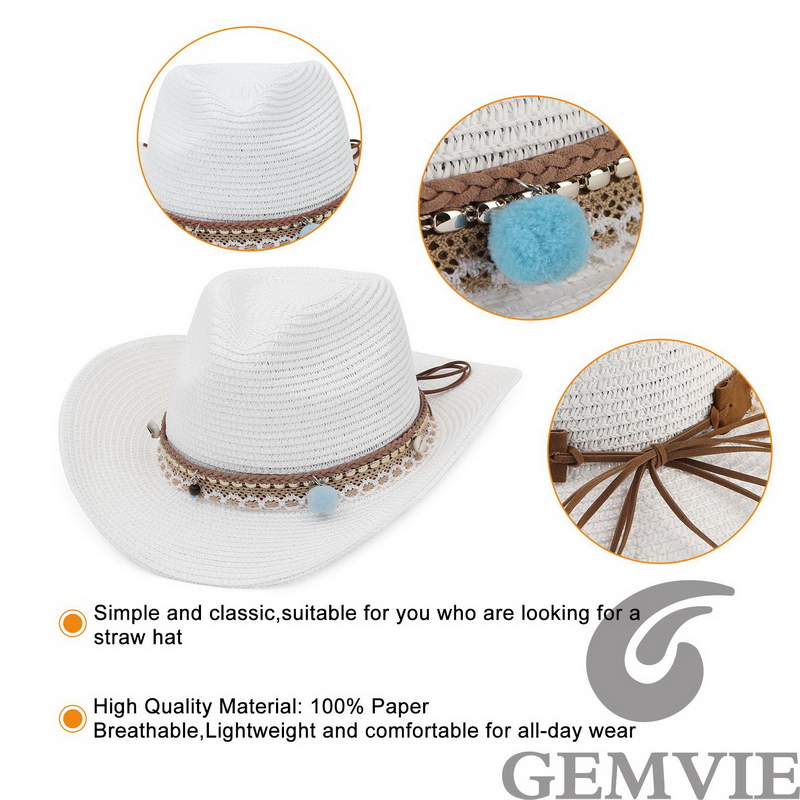 GEMVIE 4 Color Retro Outdoor S - Cowboy Hat Straw ulasan dan harga