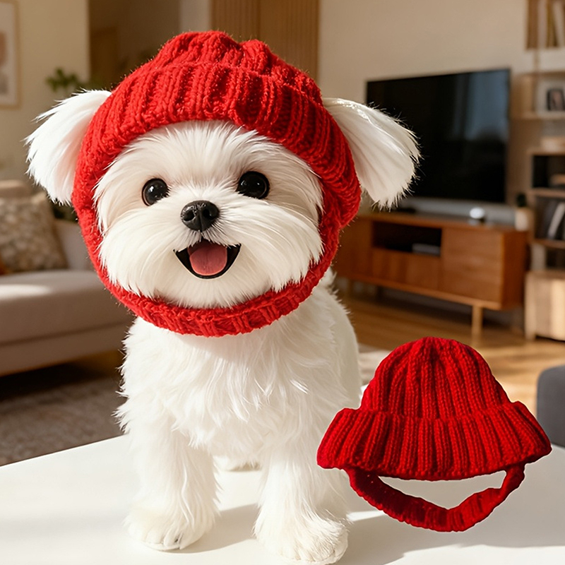 1Pc Maltese Dog Beanie Hat Sof - Winter Trapper Hat ulasan dan harga