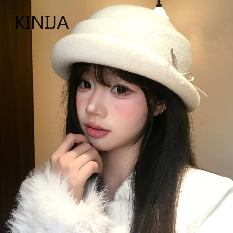 Hepburn Style Wool Top Hat Ber - Beret French Wool ulasan dan harga