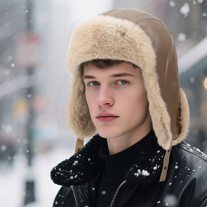 Men Winter Warm PU Leather Tra - Winter Trapper Hat ulasan dan harga