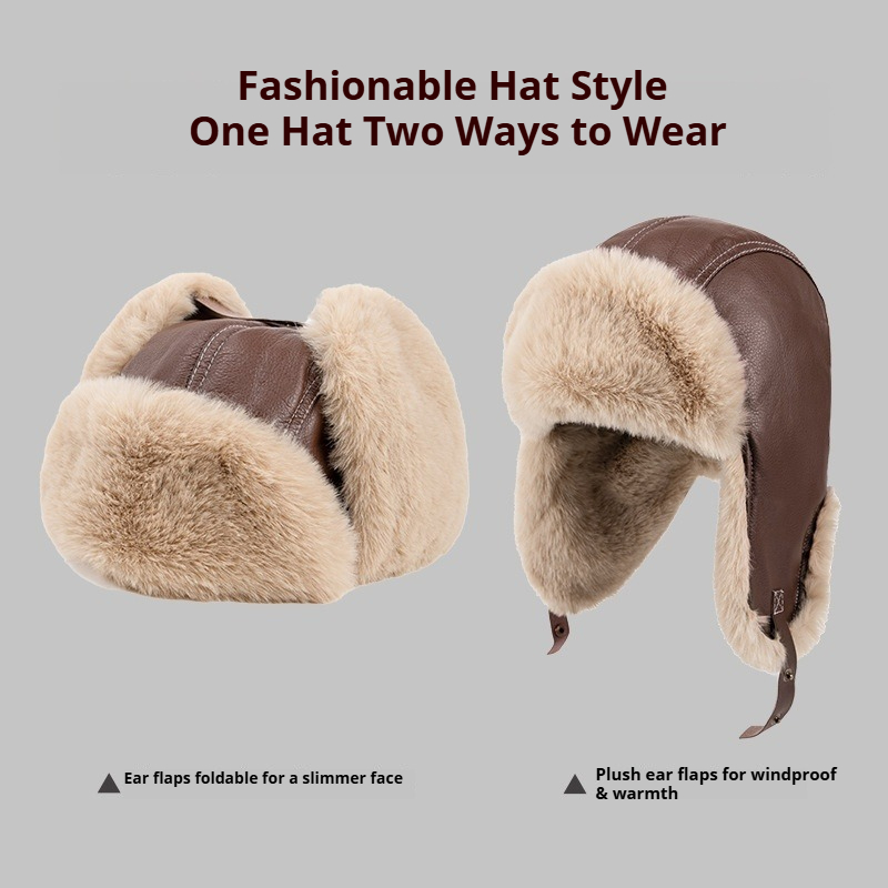 Men Winter Warm PU Leather Tra - Winter Trapper Hat ulasan dan harga